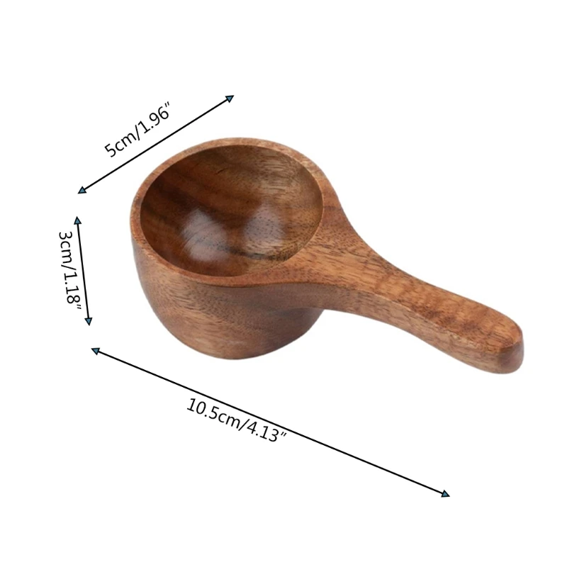 

203F Round Coffee Scoop Wooden Measuring Spoon Measure Tea Scoops Water Ladle Coffee