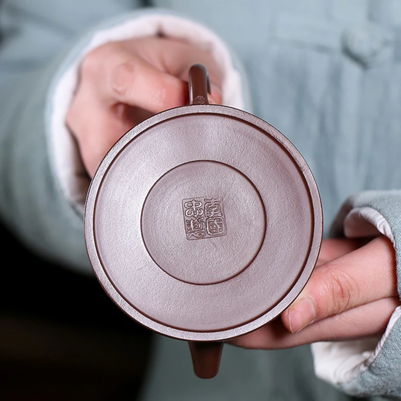 

Handcarved Yixing Teapot Purple Clay Zisha Jin Zhong Kettle Send Gift Box