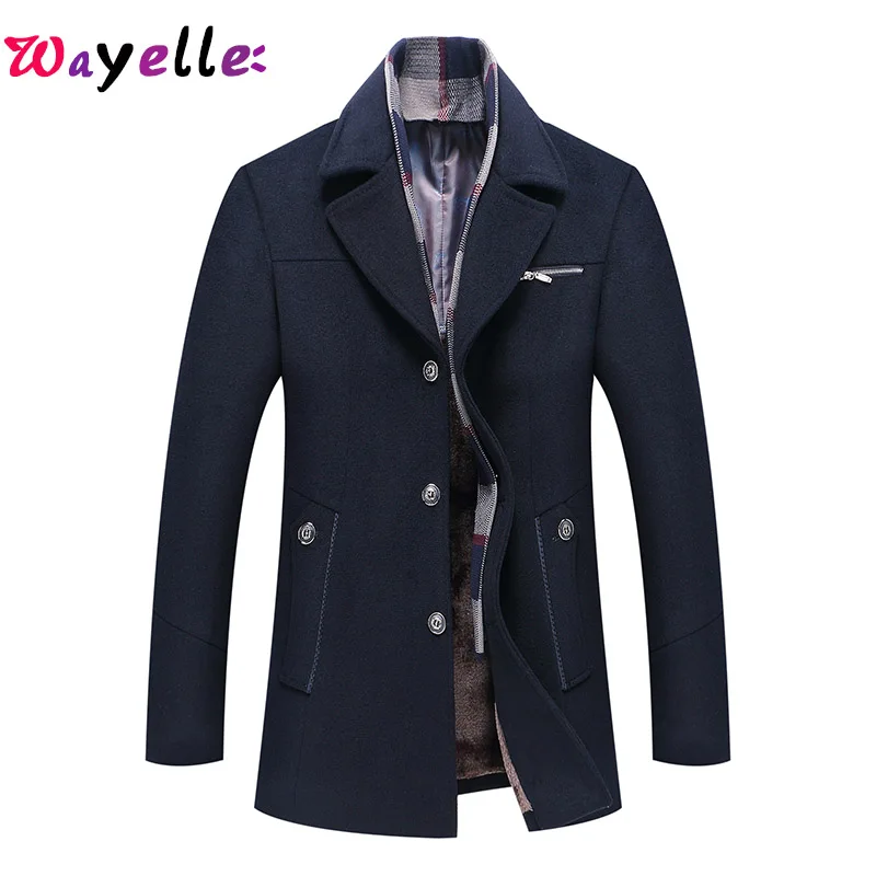 2019 популярные мужские зимние высококачественные шерстяное пальто повседневные