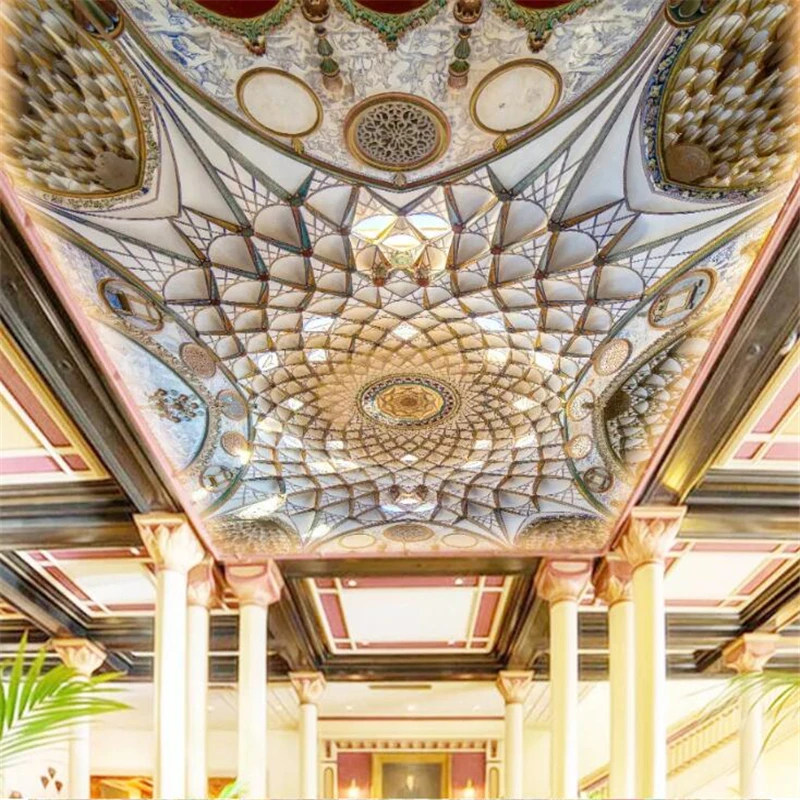 

Custom hotel cafe ceiling wallpaper 3d mural European high-end fantasy pattern restaurant ceiling Photo wallpaper behang 3d обои
