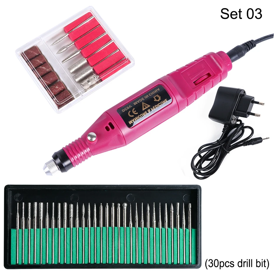 

2000rpm Electric Nail Drill Professional Machine Mill Cutter Kit Remove Polish Gel Manicure Pedicure Equipment Tool BEHBS-011P-1
