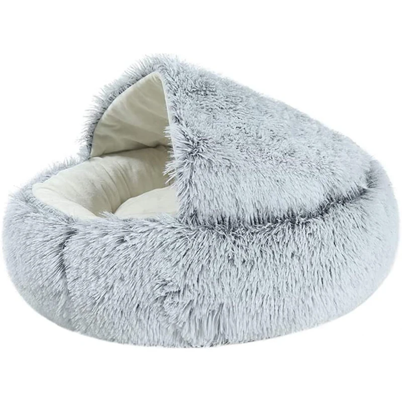 

Кровать для домашних животных для кошек и маленьких собак, 2 в 1, круглая подушка, кровать с чехлом, моющиеся Мягкие плюшевые водонепроницаем...