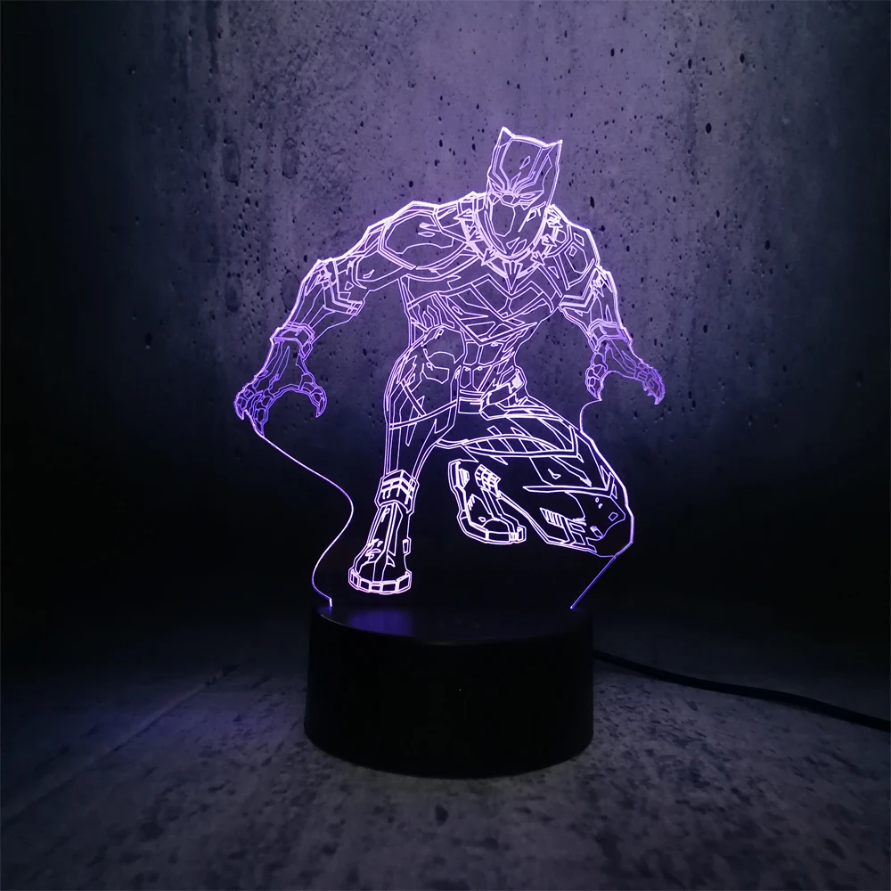 Мультяшная Черная пантера 3D лампа ночник светильник USB СВЕТОДИОДНЫЙ ing Mulitcolor
