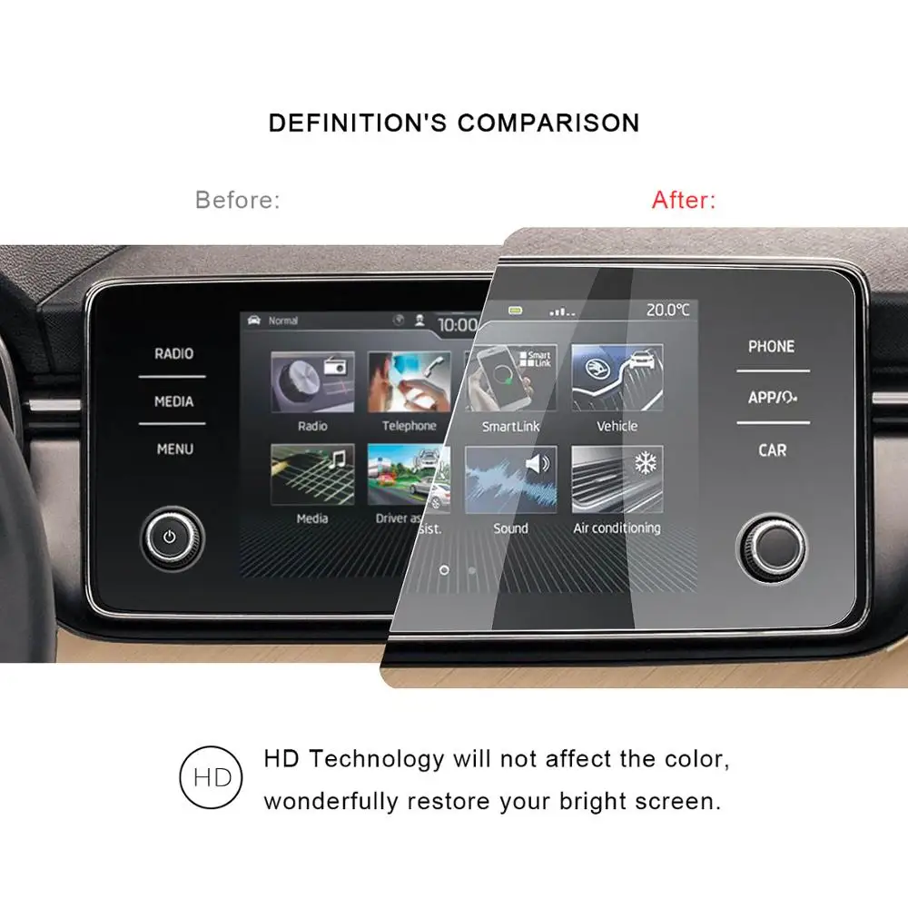 Протектор экрана для автомобиля RUIYA для Kamiq Bolero/Scala Bolero 8 дюймов 2020 года с навигацией GPS. Аксессуары для интерьера автомобиля.