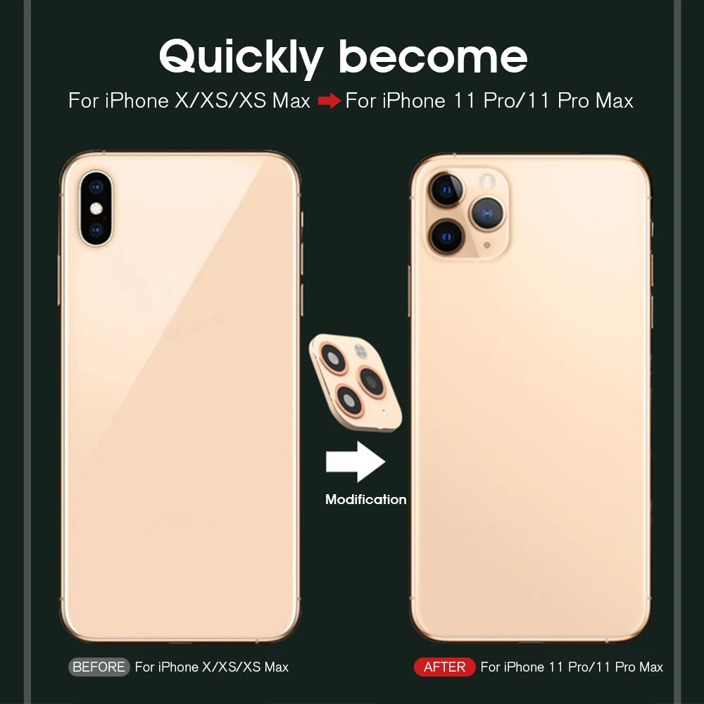 Защита объектива камеры с точным отверстием для iPhone X XS MAX XR изменение секунд 11 Pro 3D