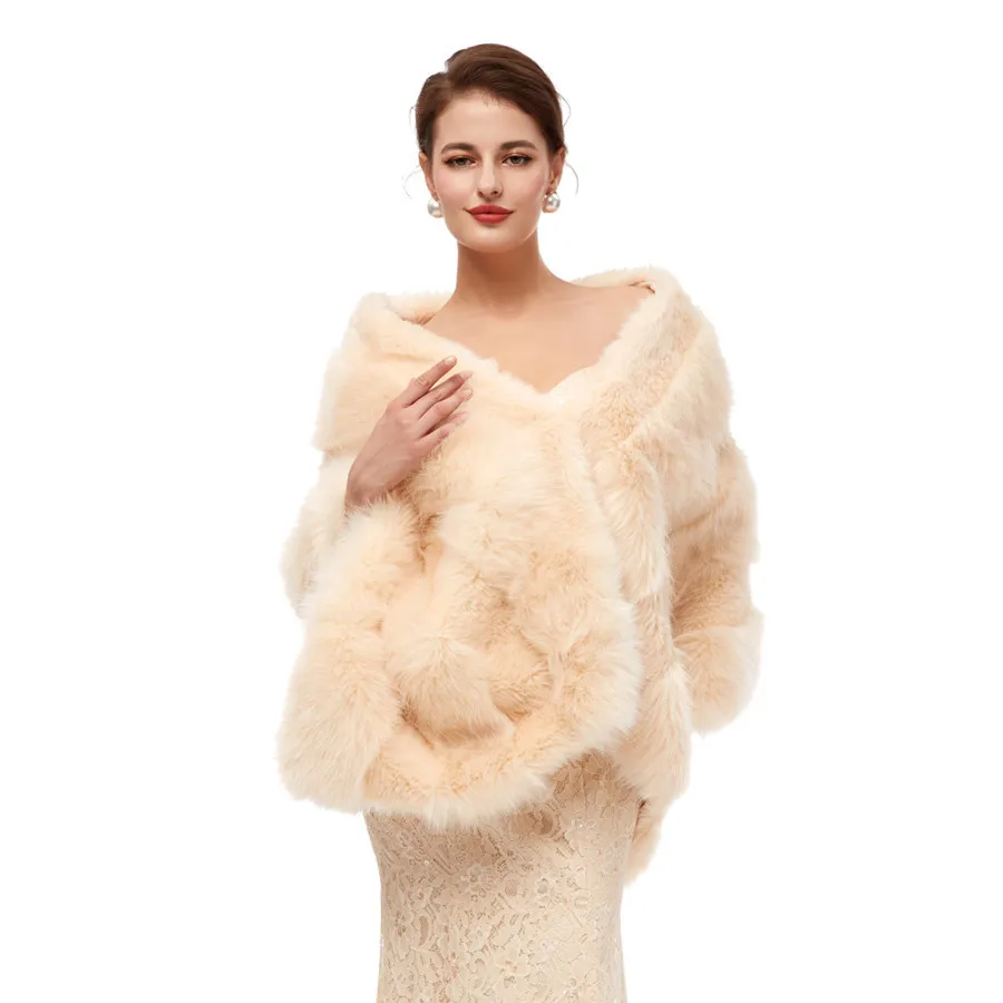 JaneVini Новое поступление зимние палантины из искусственного меха Свадебные шали