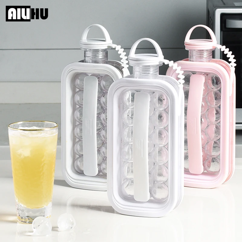 Портативная 2 в 1 форма для льда креативная бутылка кубический контейнер круглая