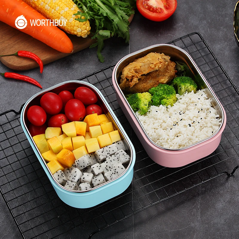 WORTHBUY, японская 304, нержавеющая сталь, Bento Box, микроволновая печь, Ланч-бокс для детей, школьная коробка для фруктов, еда, герметичный контейнер для ланча