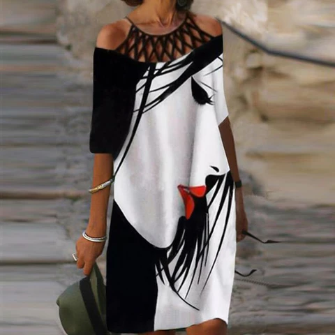 Платье женское с коротким рукавом, модное пикантное вечернее в вечерние ле Ретро, с круглым вырезом и вырезами, повседневный свободный элегантный наряд, лето 2021