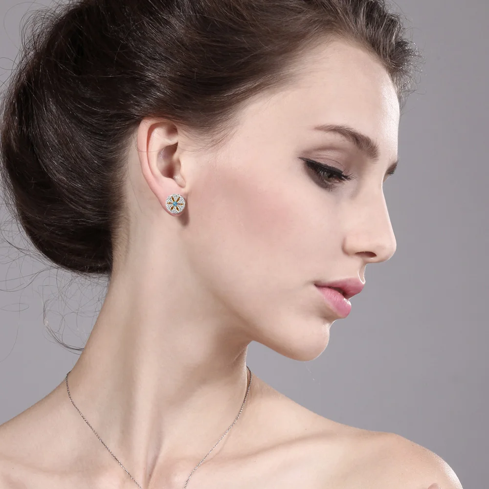 Женские винтажные серьги-пусеты GemStoneKing элегантные серьги из серебра 18 К с желтым