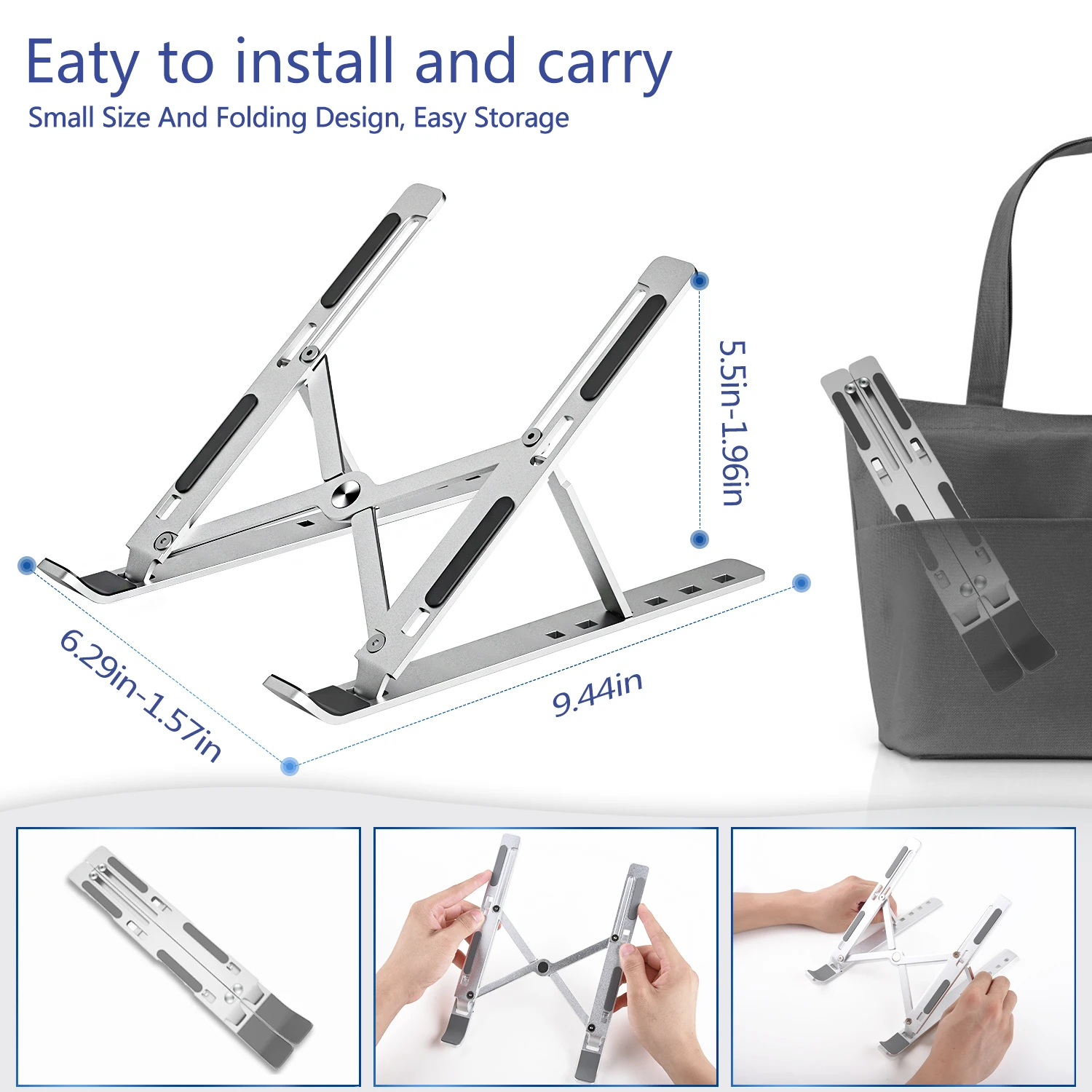 

Portable Laptop Stand Aluminium Foldable Macbook Pro Support Adjustable Notebook Holder Tablet Base For PC Computer Bracket