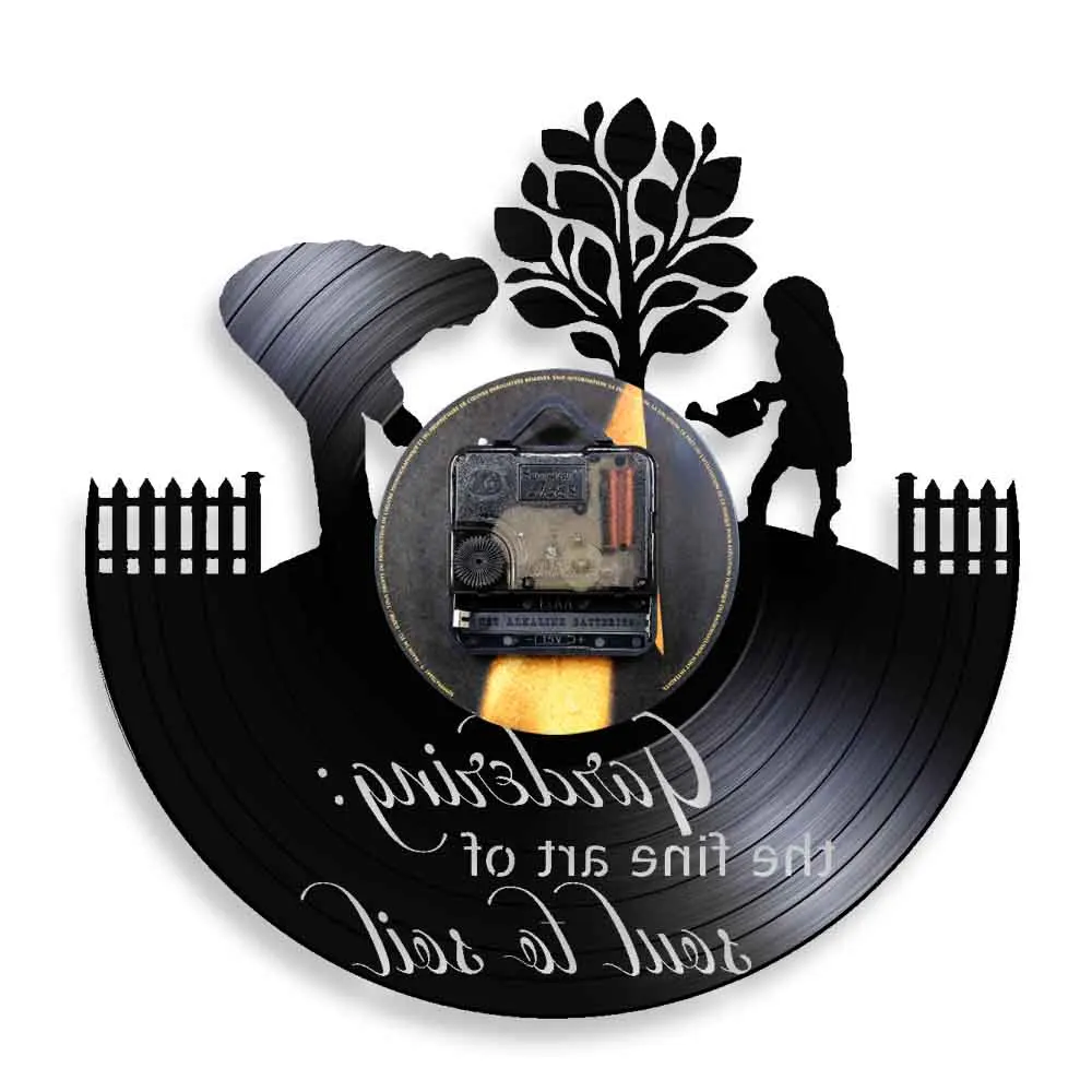 Виниловые настенные часы для сада и с надписью Fine Art Of Soul To Soil|Настенные часы| |
