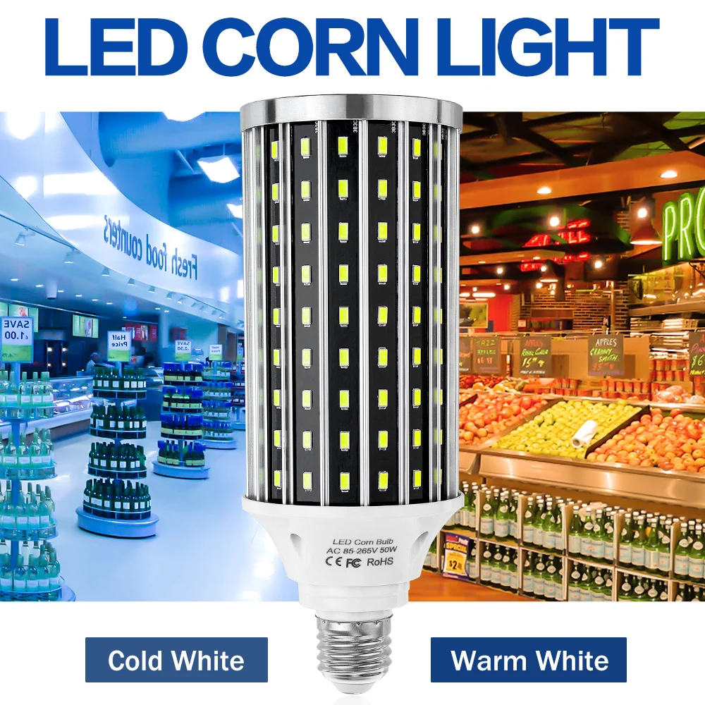 

LED E27 Light Bulb E39 Corn Lamp 220V Spotlight 50W LED 5730 Lampara Candle Lamp 110V LED Warehouse Garage Gym Lighting Bombilla