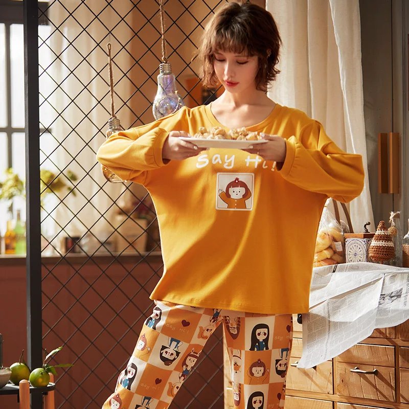 Весенне-осенние женские милые Мультяшные тонкие спортивные костюмы с длинным