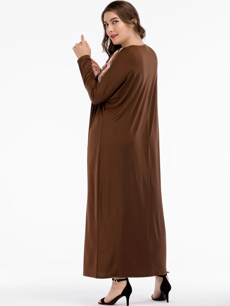 

Jalabiya Long Sleeve Maxi Dress for Women Fall 2020 New Dubai Abaya Fashion Diamond Ribbon V Neck Muslim Arabic RobeDR-258