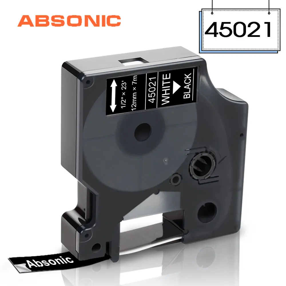 Absoonic 45013 45021 белый на черном D1 этикетка лента 1/2 &quot12 мм производитель этикеток