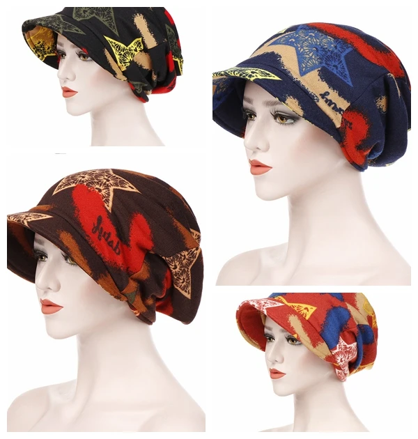 

Spring Autumn Casual Headscarf Pullover Hat Dual Purpose Hat Red Peaked Cap Bucket Hat Beanie Cap Bonnet Panama Hat For Women