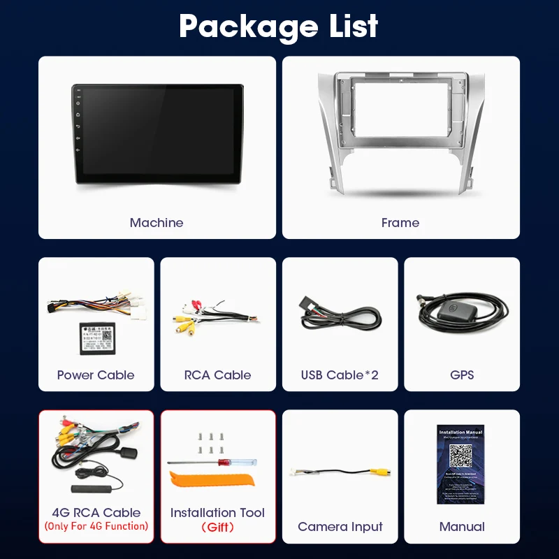 

Android 10 2 Din Car Play Radio for Toyota Camry 2012- 2017 Multimedia Video Touch Screen Player 4G Wifi Speaker MP5 FM Camera