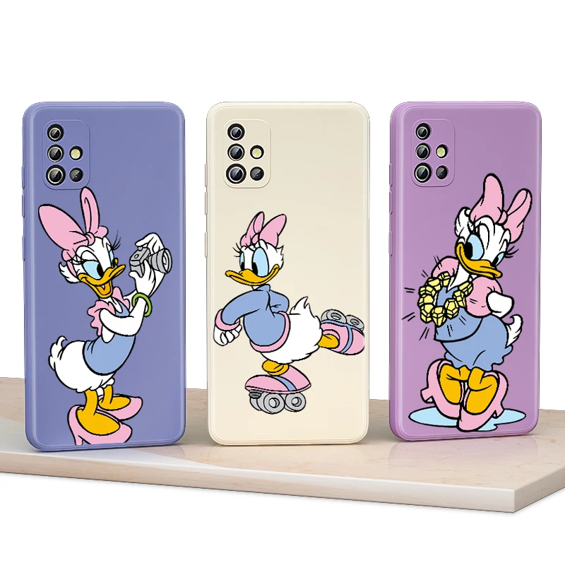 

Cute Disney Daisy Duck Liquid Silicone Soft For Samsung A91 A81 A71 A52S A52 A51 A32 A21S A12 A22 A03S A02S A01 Phone Case