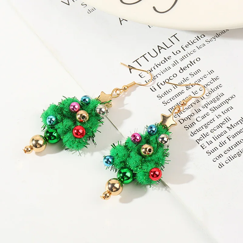 Серьги подвески в виде рождественской елки для женщин и девушек ювелирные