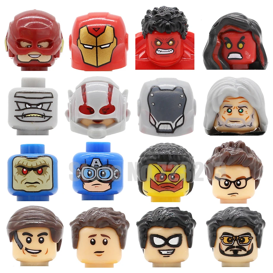 

Feleph X0134 Tony Comics Figure Head Set Wally West The Flash Ego Wasp Peter Hush Mongul Coulson Building Blocks Bricks Toy