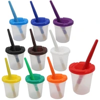 10pcs paint brush10pcs washing bucket for children kids watercolor oil gouache acrylic painting bristle brushes art supply