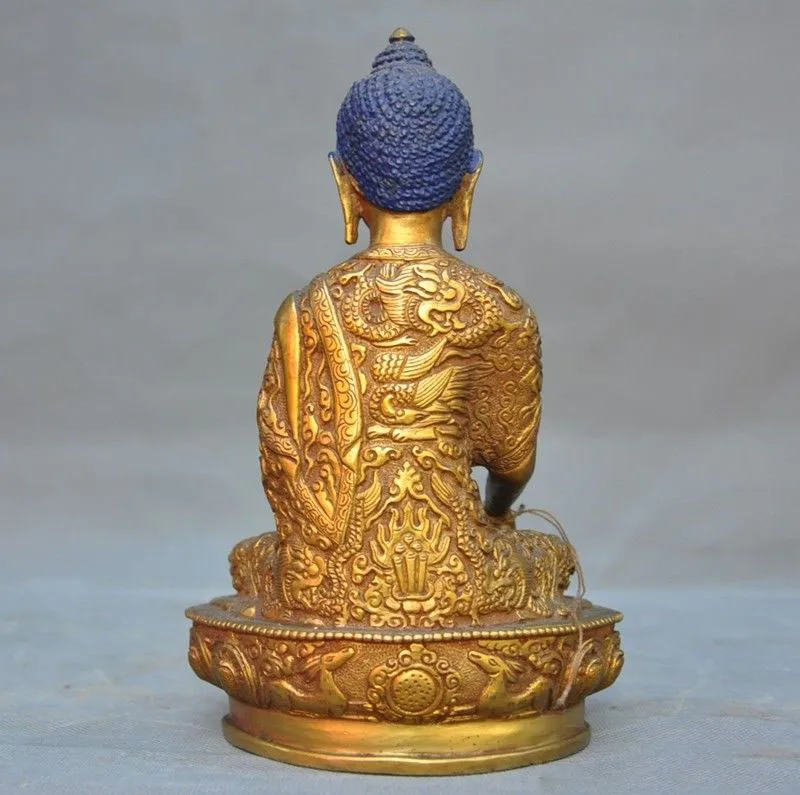 

wedding decoration Tibet Buddhism bronze Gilt Medicine Buddha Sakyamuni Shakyamuni Amitabha statue