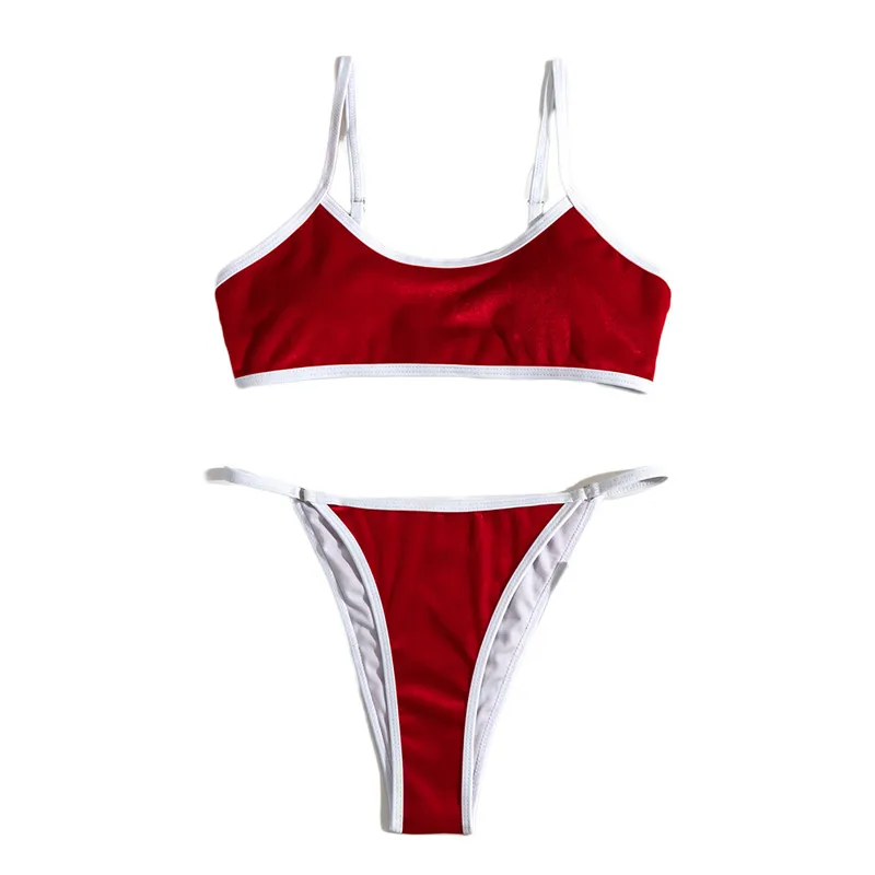 

Sexy Red Brazilian Bikini 2021 Women Swimwear Halter Swimsuit Female Two-pieces Bikini Set Bather Bathing Suit Swimming Suit