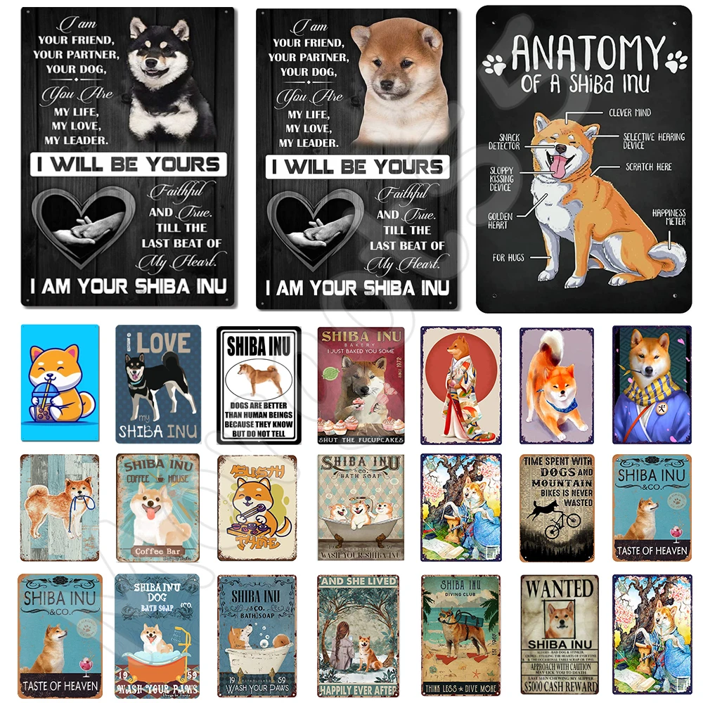 

Металлическая винтажная/флейта Шиба-ину, собака для мужчин, пещера, бар, клуб, кафе, домашняя комната, зоомагазин, ванная комната, фермерский ...