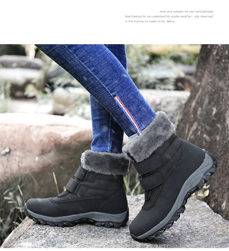 STQ, зимние женские ботильоны женские зимние ботинки на меху с плюшевой стелькой Водонепроницаемая повседневная обувь женские ботильоны без застежки, M629