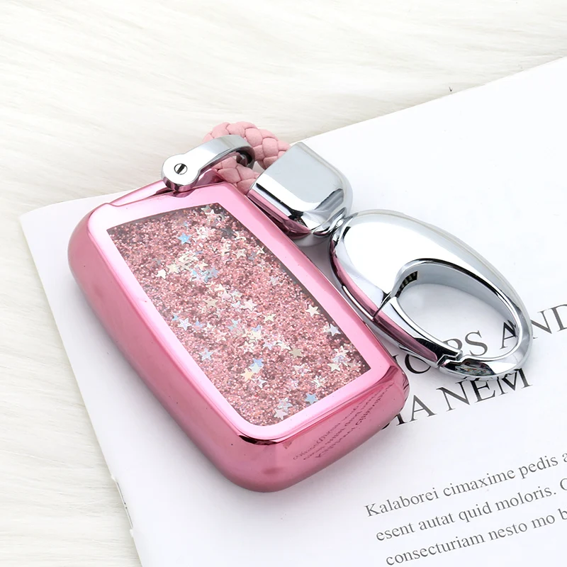 

Funny Quicksand Soft Car Key Cover Case shell For Volkswagen VW Tiguan MK2 Magotan Passat B8 CC 2017 2018 For Skoda Superb A7