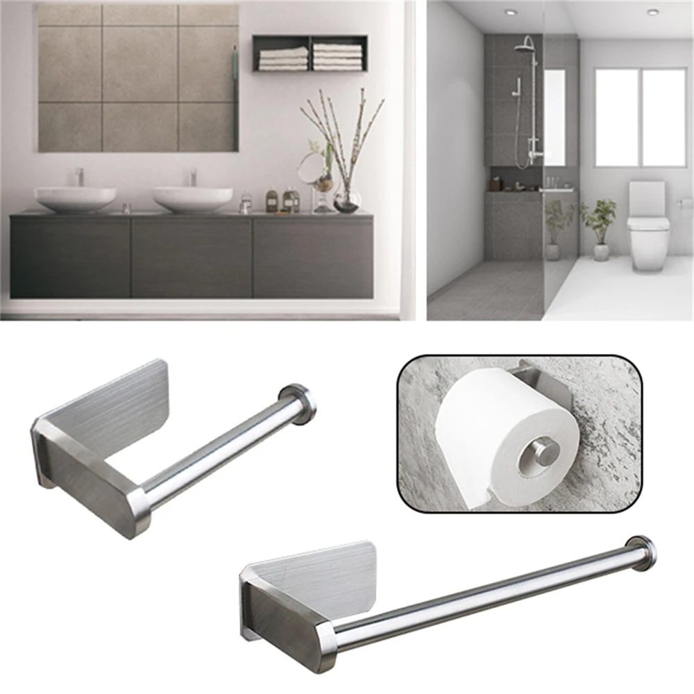 Нержавеющая сталь Матовый держатель для туалетной бумаги 3 м самоклеящийся