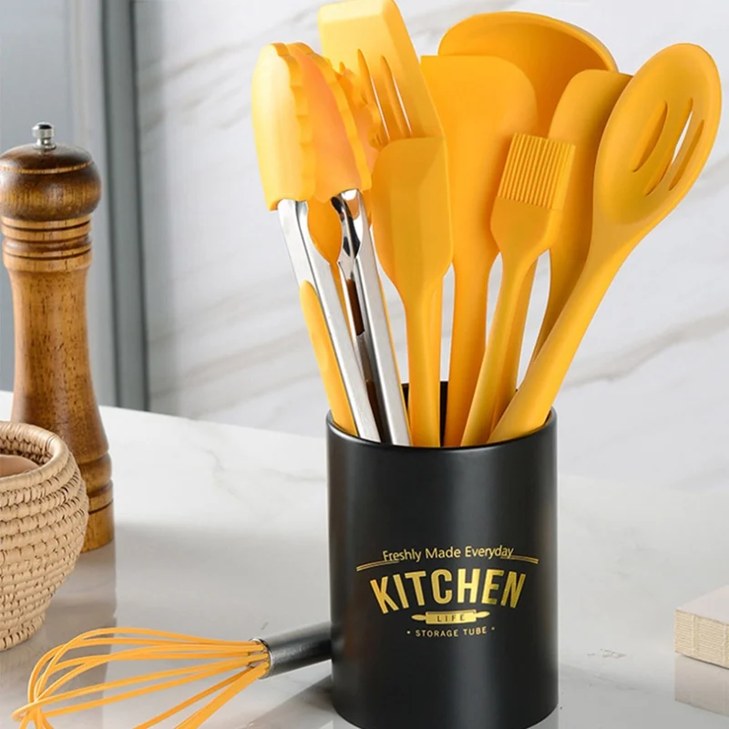 

11PCS Silicone Kitchenware Non-stick Cookware Cooking Tool Spatula Ladle Egg Beaters Shovel Spoon Soup Kitchen Utensils Set