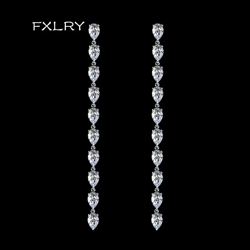 FXLRY новый дизайн белые/черные серьги кисточки из искусственного циркония для
