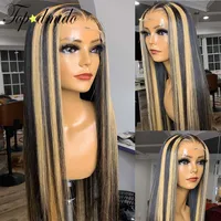 Topodmido Highlight Honey Blonde Color 13x4 Lace Front Wig Baby Hair Brazilian Human Hair 4x4 Closure Wig 13x6 Remy Hair Wigs