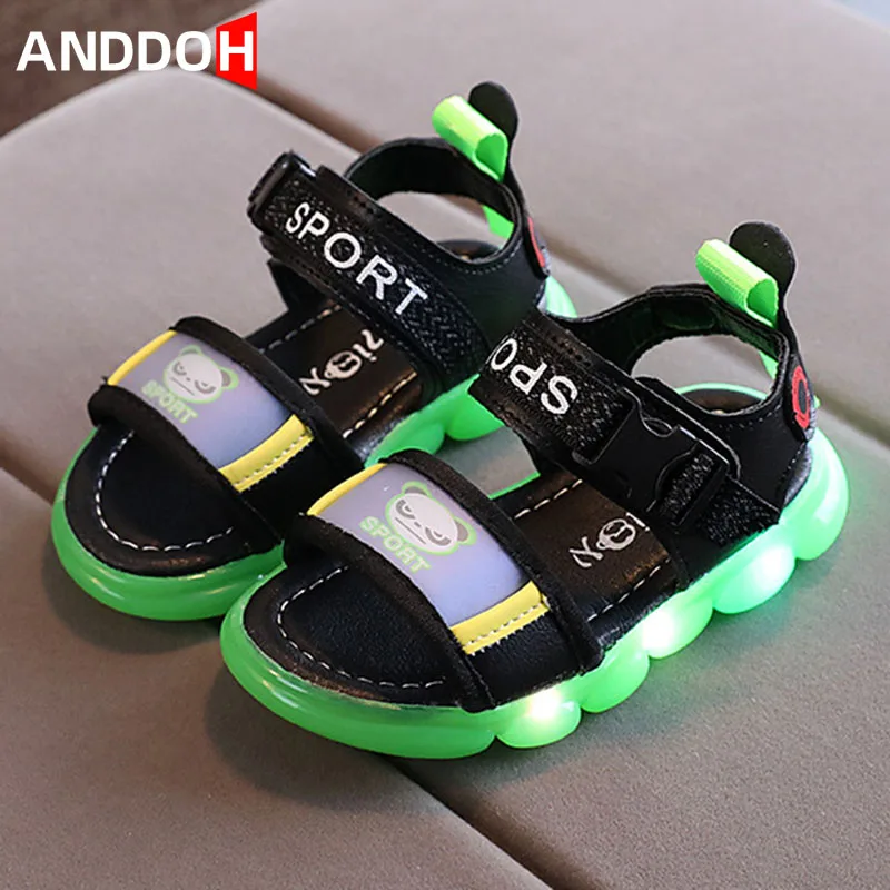 

Size 21-30 Children Luminous Sandals For Boys Girls Baby Glowing Sandals With LED Lights For Girls Kids Non-slip Beach Sandals