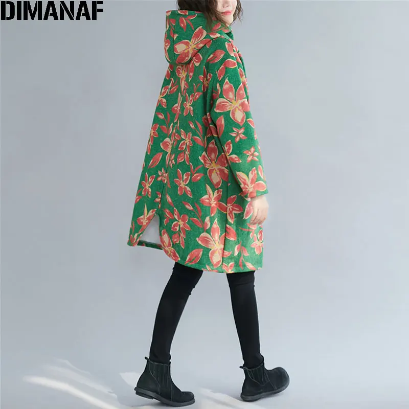 DIMANAF размера плюс осень зима женские парки пальто с капюшоном толстые