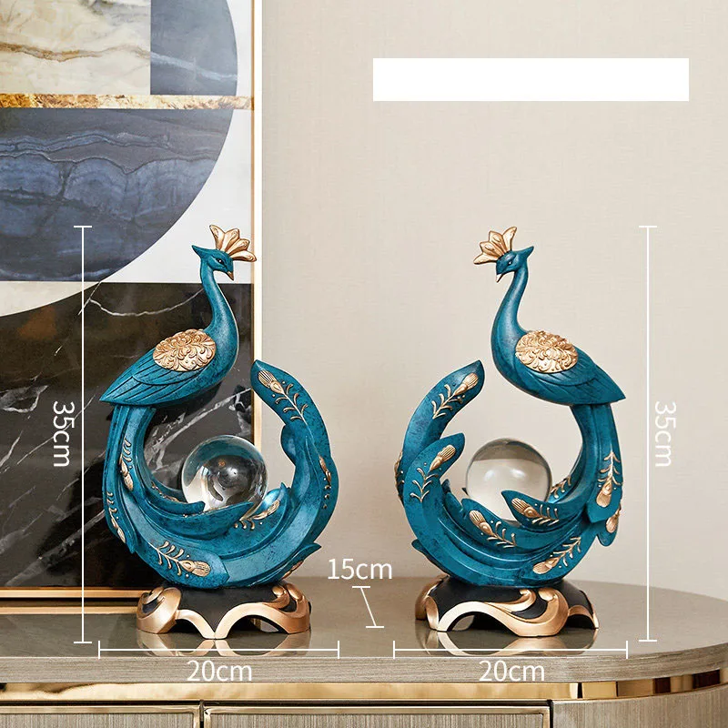 Европейский хрустальный шар павлин смола скульптура украшения декор FENGSHUI мебель