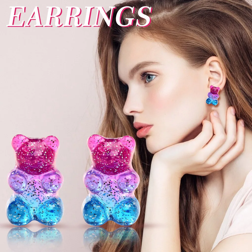 Яркие серьги в стиле ретро для женщин Желейный медведь карамельные цвета женские