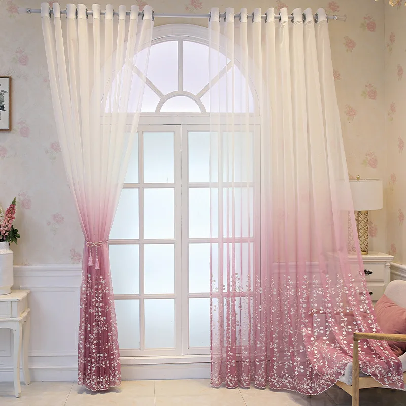Занавески из тюля с розовым градиентом для гостиной спальни комнаты принцессы