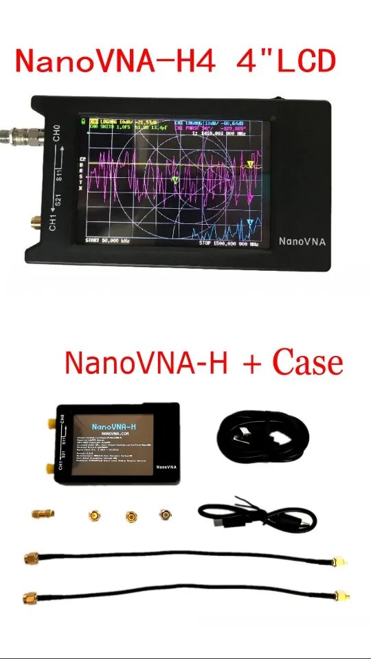 Оригинальный анализатор сети Hugen 4 дюйма/2 8 дюйма ЖК дисплей/VNA Vector HF VHF UHF антенна +