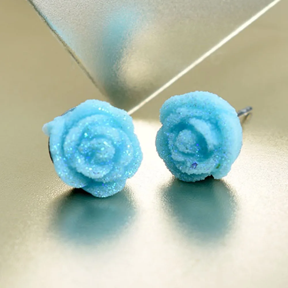 Серьги-гвоздики женские с цветами красные желтые | Украшения и аксессуары