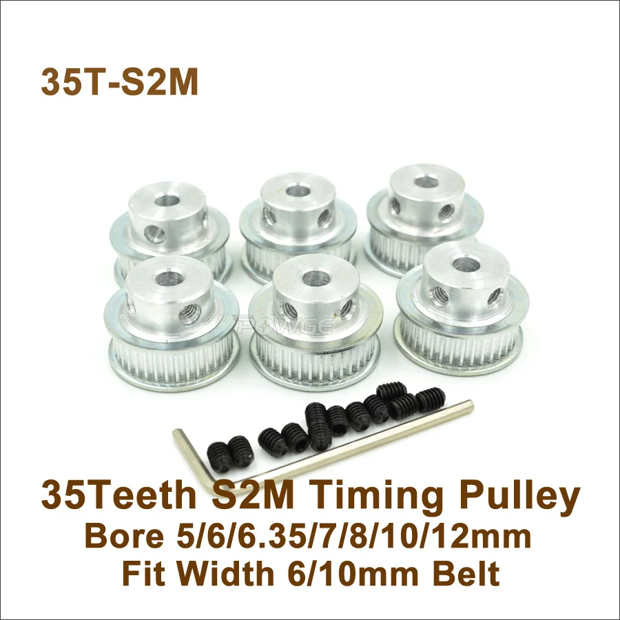 

POWGE 35 Teeth S2M Timing Pulley Bore 5-12mm Fit W=6/10mm STD2M Synchronous Belt 35T 35Teeth STD2M Timing Belt Pulley 35-S2M