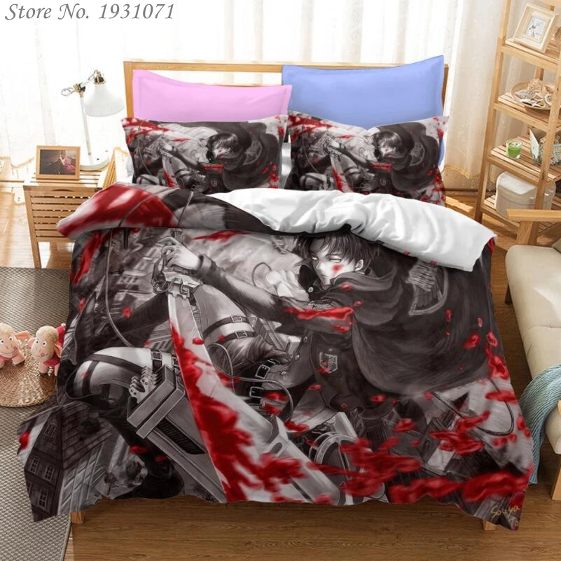 Комплект постельного белья с 3D-принтом из японского аниме атака на Титанов