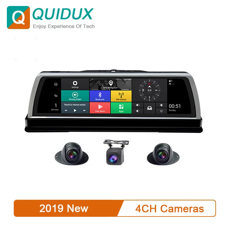 360 градусов панорамная приборная панель 4G Автомобильный dvr видеорегистратор 4CH камеры рекордер 1" сенсорный Android зеркало заднего вида ADAS Wifi gps Navi