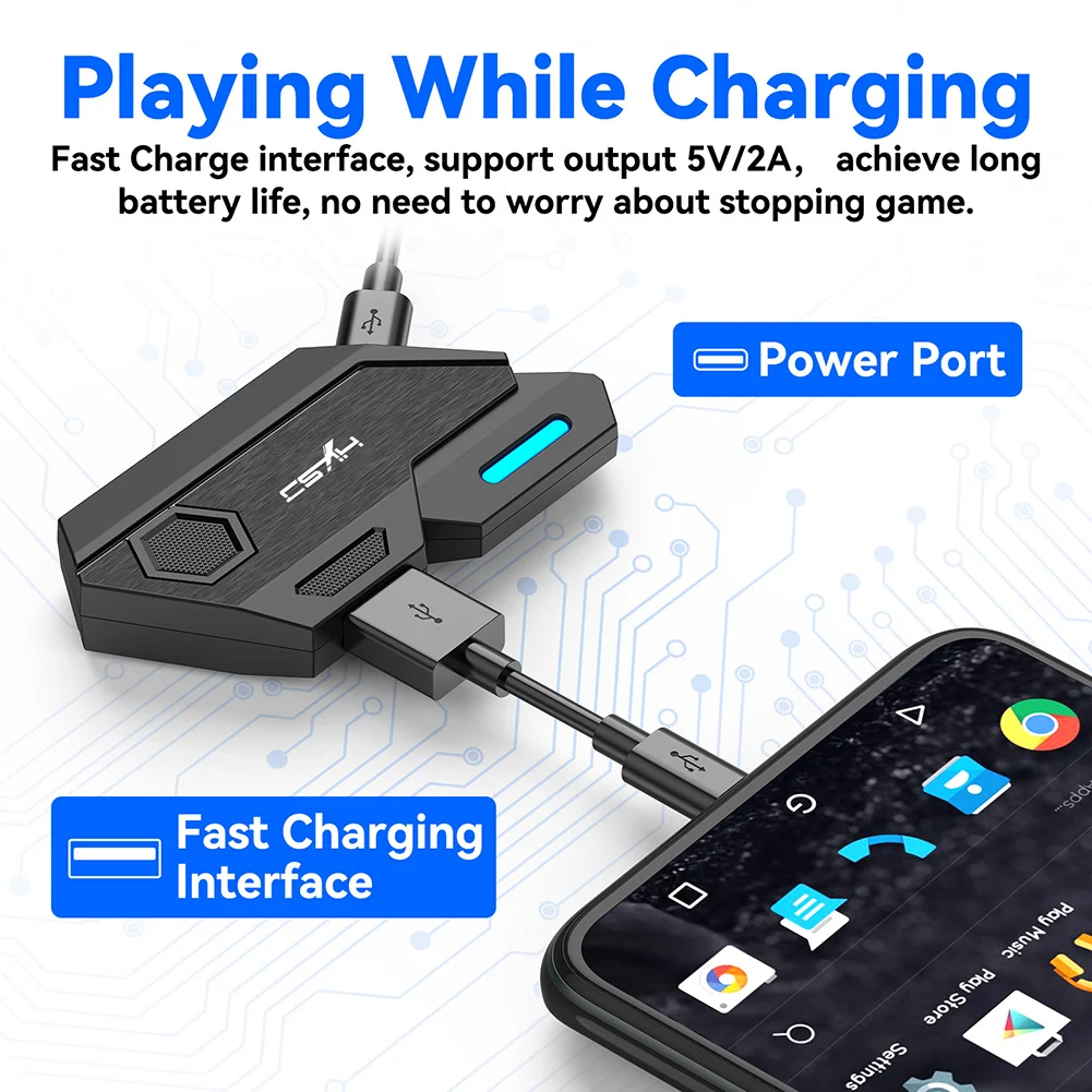 

HXSJ P3 Only Converter/Full Set USB Type-C Mobile Controller PUBG Gamepad Keyboard Mouse Converter for Android 3.2*1.7*0.47in