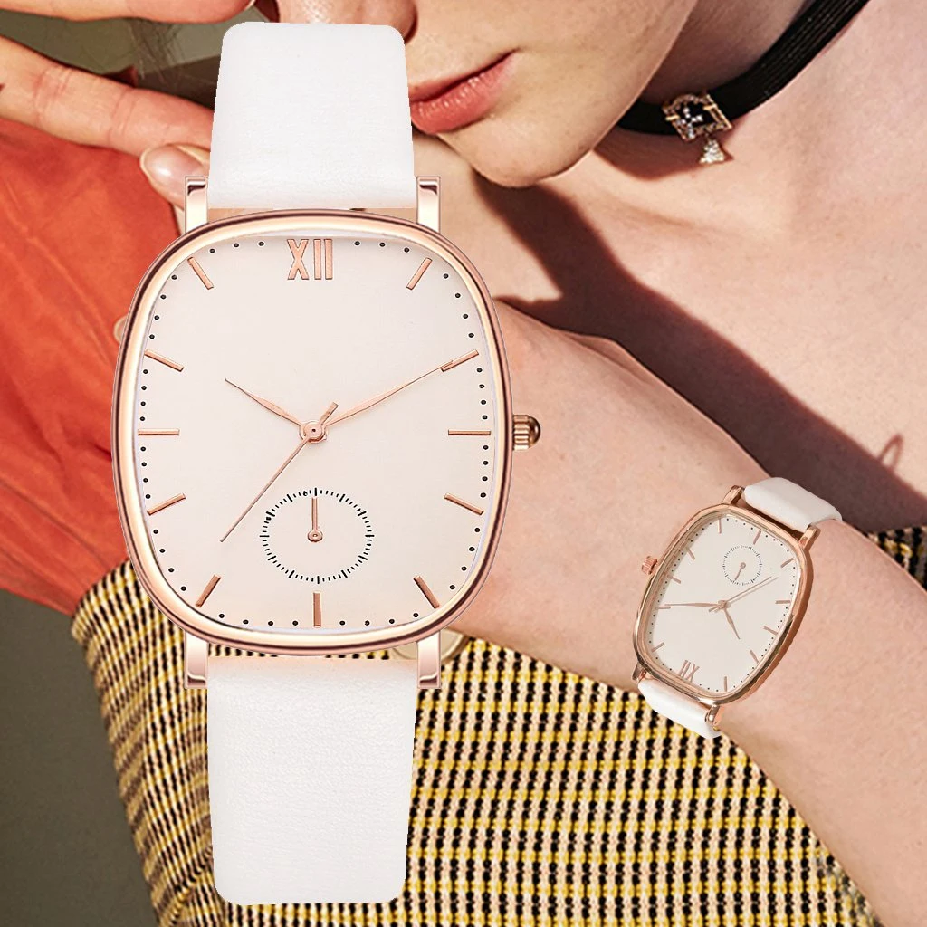 

Luxury Women's Fashion White Brand Ladies Quartz Bracelet Wristwatch Simple Femme With Leather Band Clock Women Dress Reloj