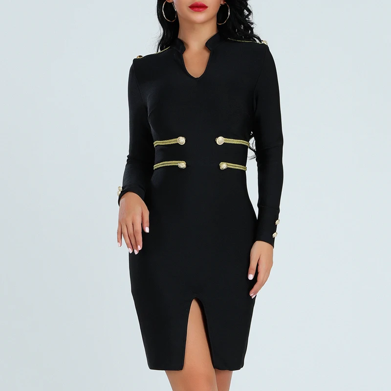 INDRESSME сексуальное элегантное платье до колена с длинным рукавом и кисточками на