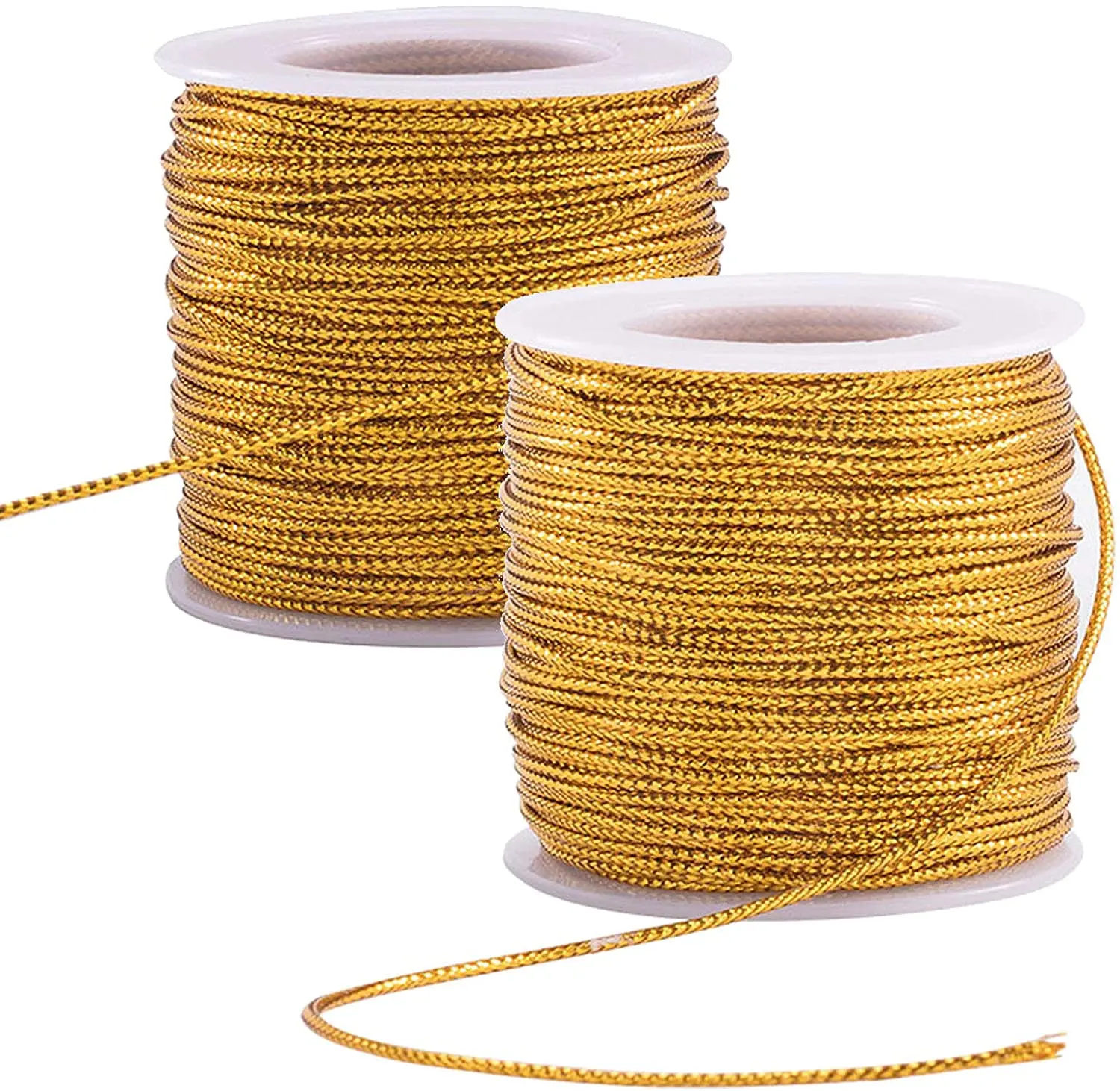 

2 украшения в стиле рок-н-ролл плетеные металлические шнуры, золотистые, 2 мм, около 50 м/рулон