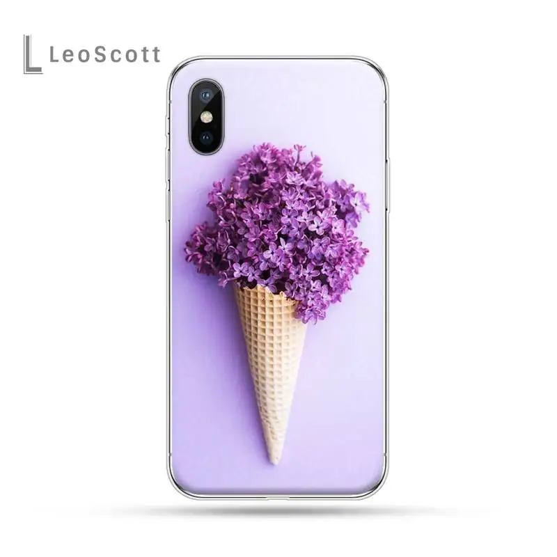 

Simple lavender Purple flowers Phone Case for iPhone 11 12 pro XS MAX 8 7 6 6S Plus X 5S SE 2020 XR high quality Anti-fall capa